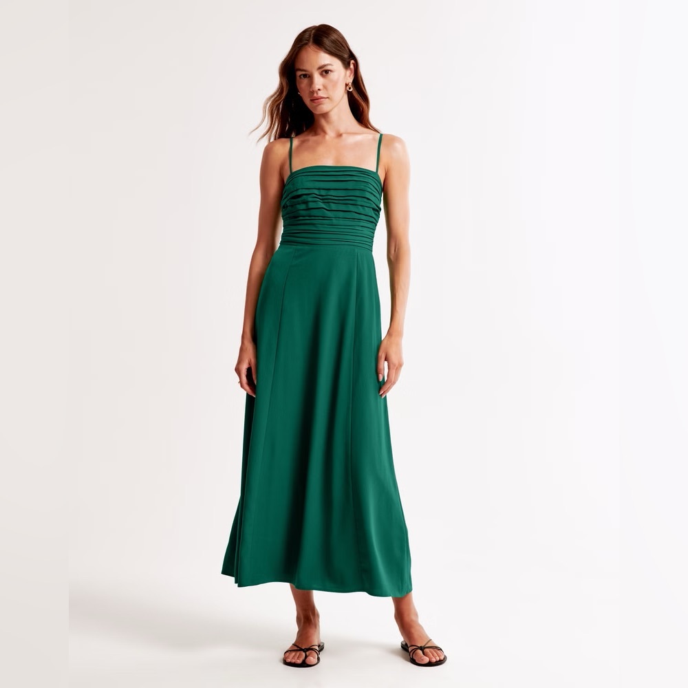 🌿Abercrombie & Fitch Emerson Crepe Midi Dress | Green | XS🌿
